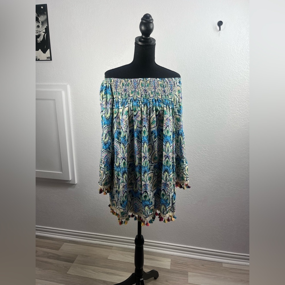 Anthropologie Jodifl Shirt Womens S Small Floral Tunic Top Tassels Boho Paisley